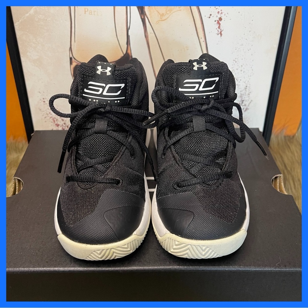 Under Armour Black and White Basketball Sneakers For Toddlers